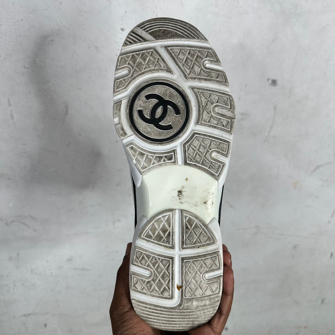 Chanel Orange High Top Double C Sneakers