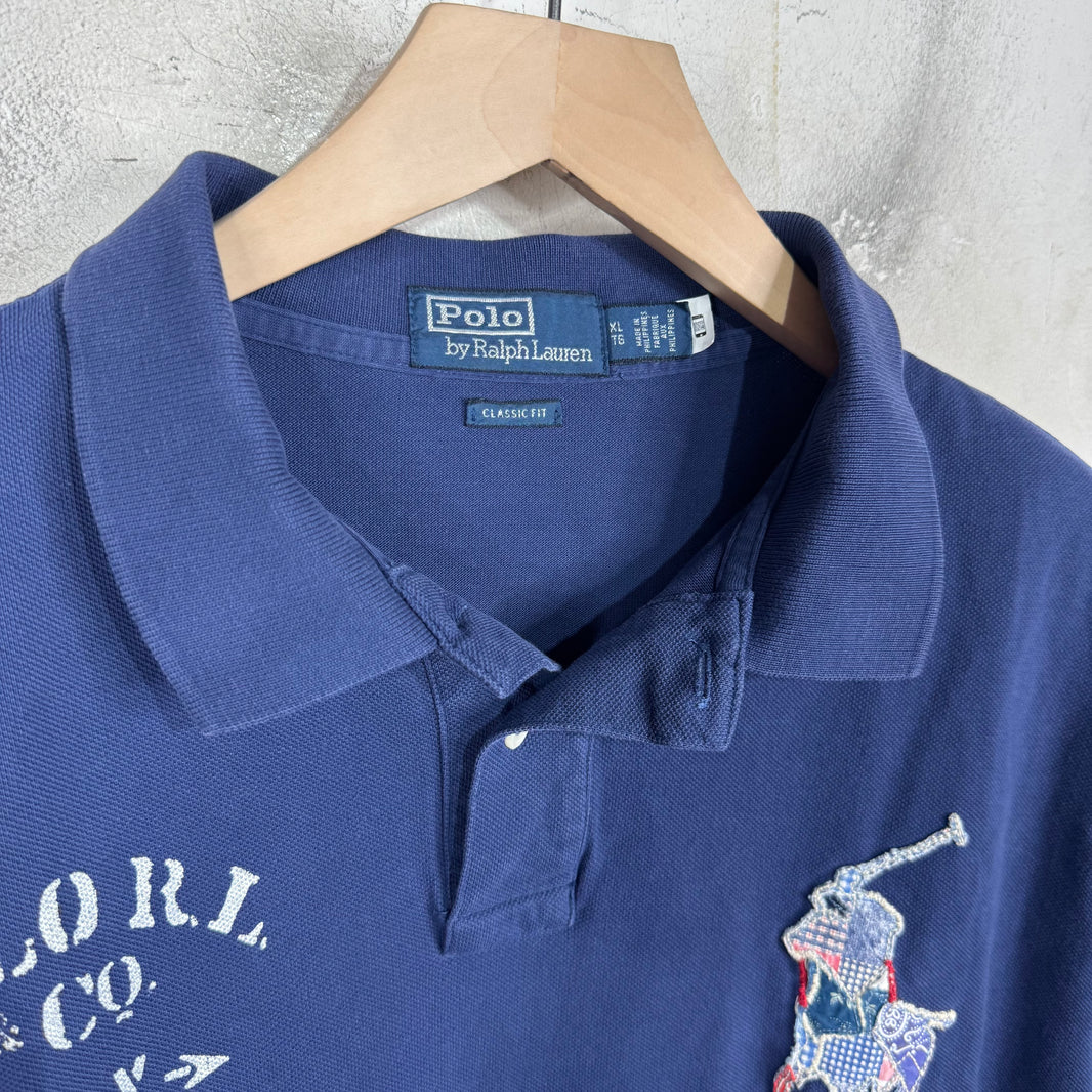 Ralph Lauren Navy Patchwork Big Pony Polo