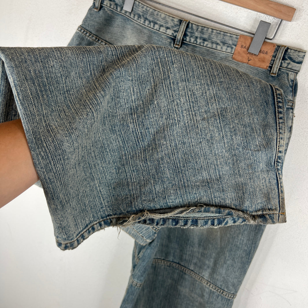 Balenciaga Paneled Drawstring Baggy Denim Jeans
