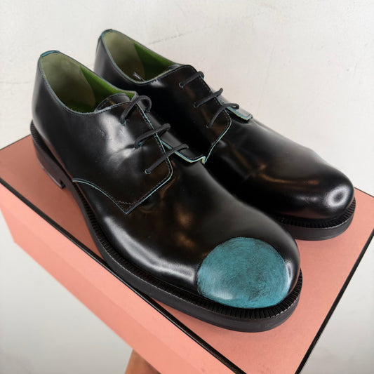 Acne Studios Black Turquoise Ball Painted Derbys