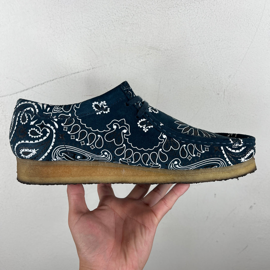 Supreme Clarks Navy Paisley Wallabee Ankle Boots