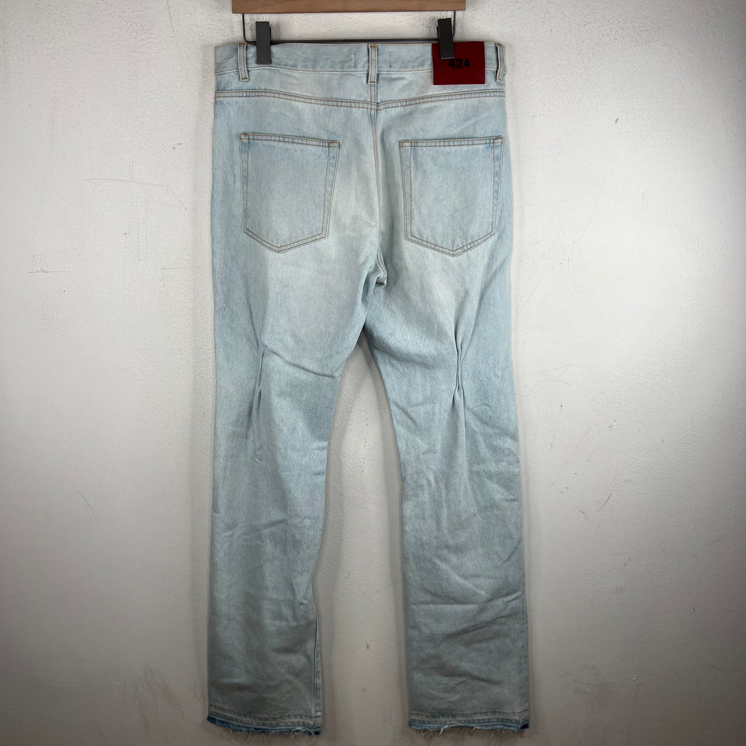 424 Cinched Blue Straight Leg Jeans