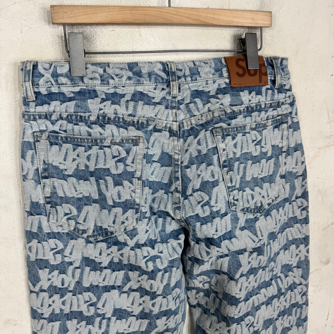 Supreme Jacquard Fat Tip Logo Jeans
