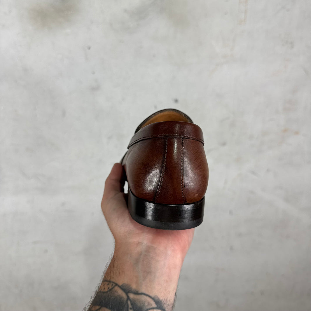 Prada Brown Leather Wing Tipped Loafers
