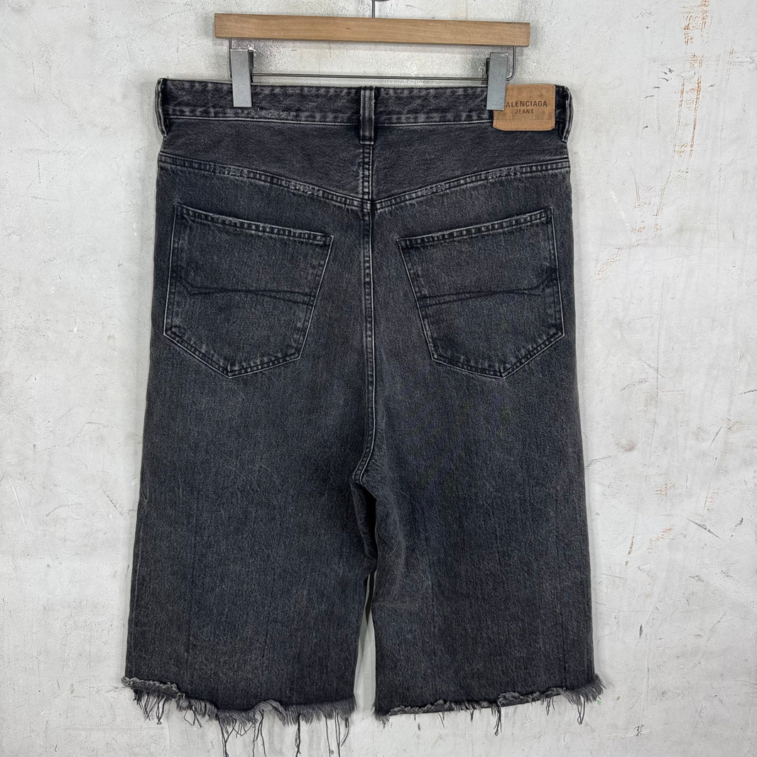 Balenciaga Unifit Washed Black Jean Shorts