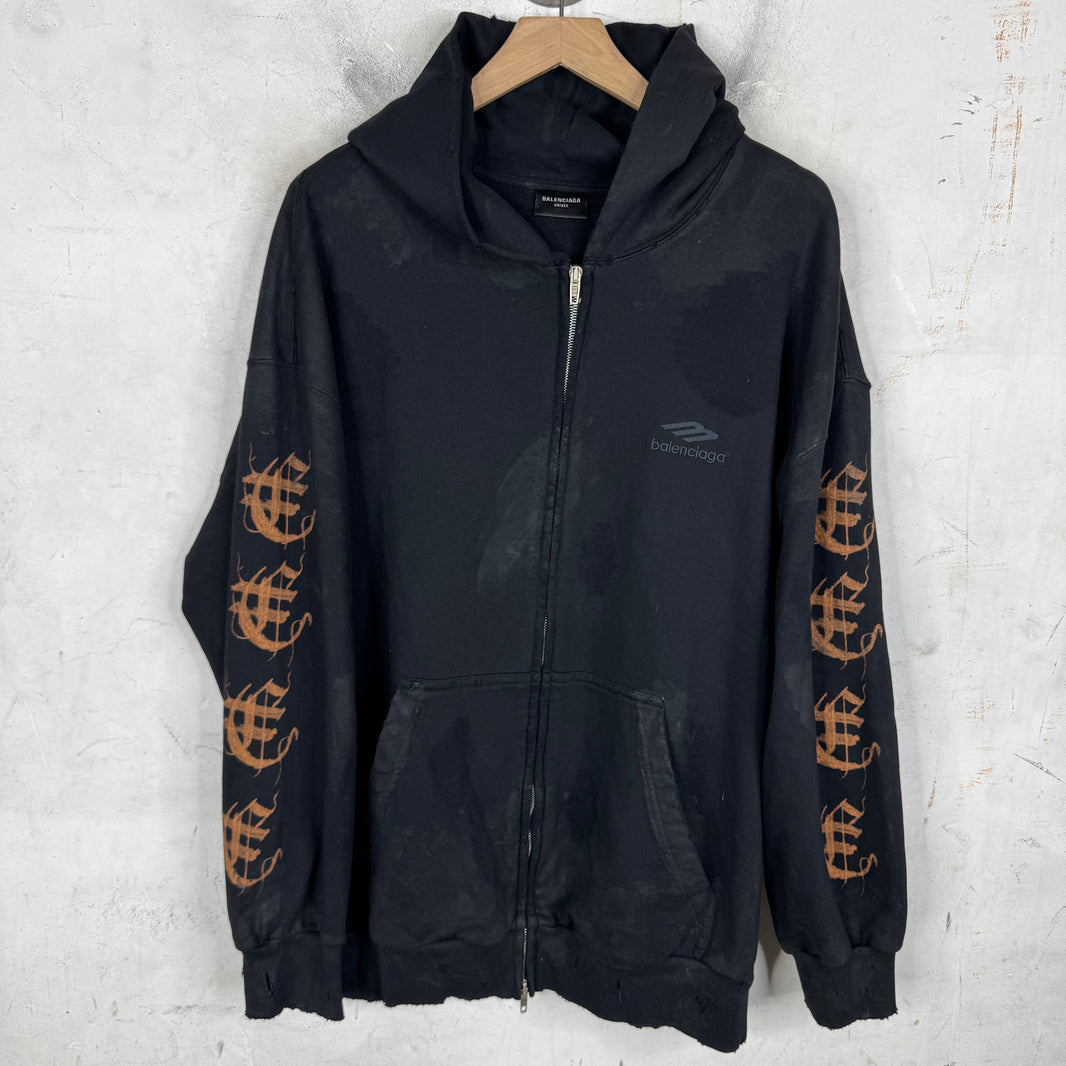 Balenciaga Heavy Metal Distressed Zip Hoodie