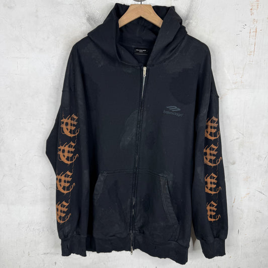 Balenciaga Heavy Metal Distressed Zip Hoodie