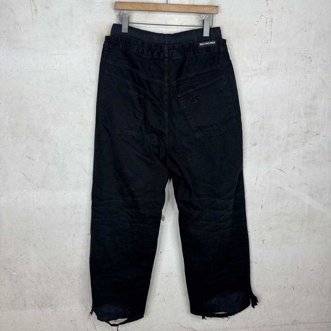 Balenciaga Distressed Double Layered Trouser Jeans
