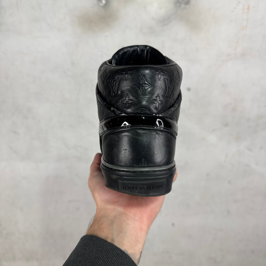 Louis Vuitton Black Straped Monogram Patent Sneakers