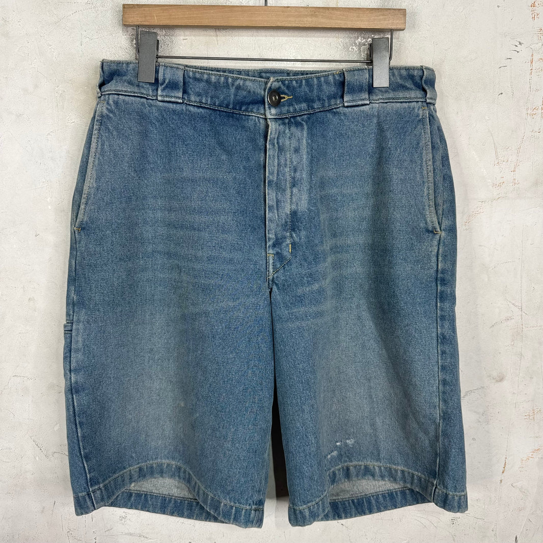 Prada Medium Wash Plaqued Denim Shorts