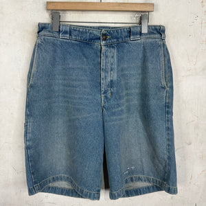 Prada Medium Wash Plaqued Denim Shorts