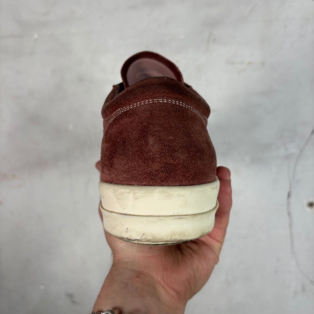 Rick Owens Burgundy Suede Vintage Sneakers