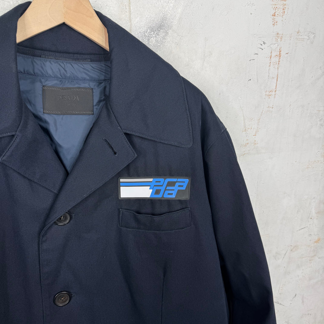 Prada Navy Padded Trench Coat