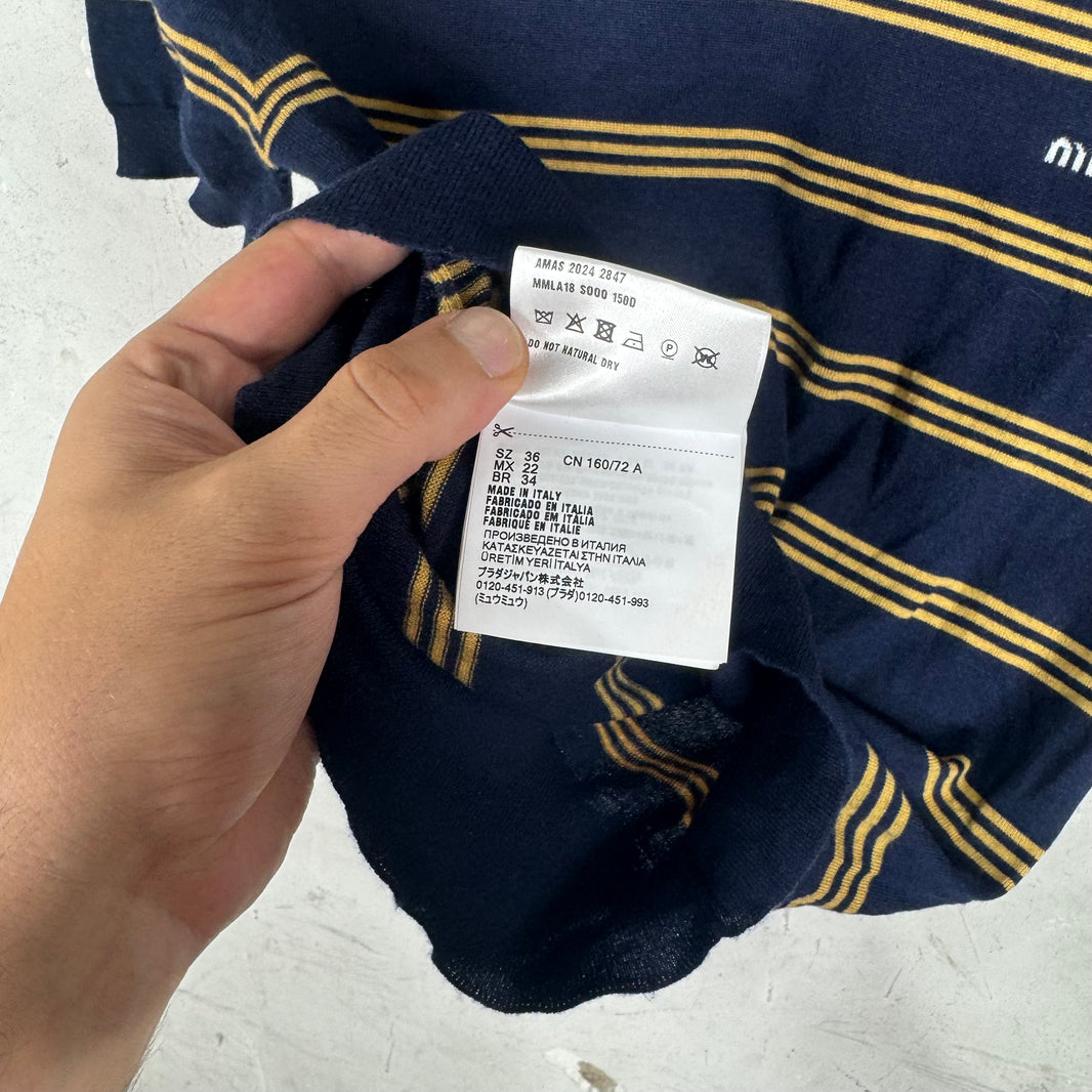 Miu Miu Striped Knitted Polo