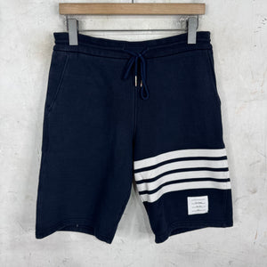 Thom Browne Navy Striped Sweat Shorts