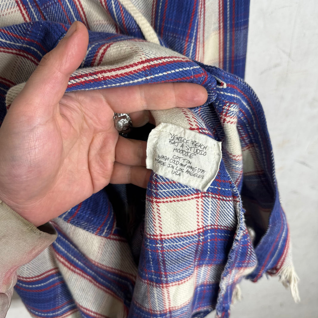 Greg Lauren Frayed Hooded Flannel