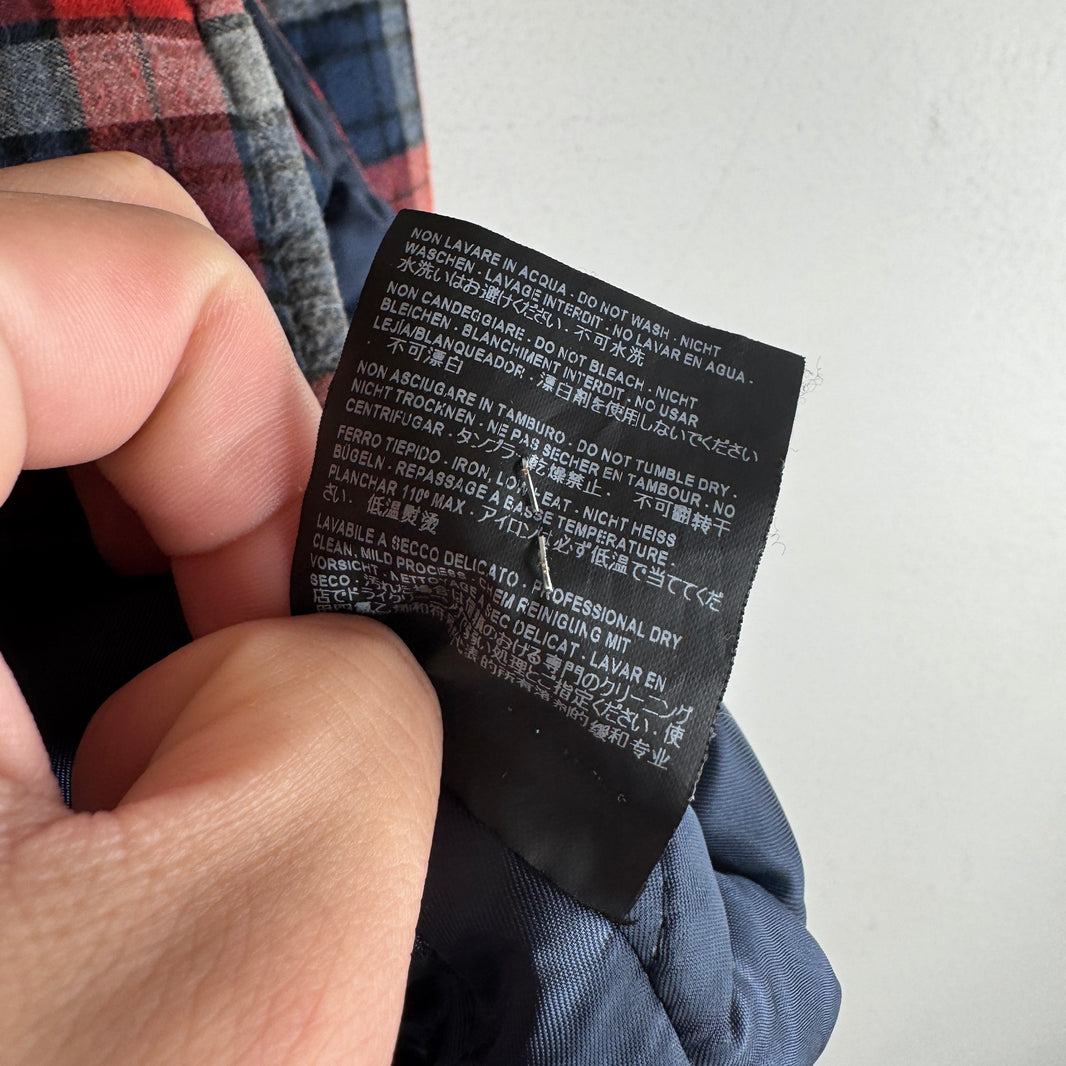 Balenciaga Quilted Red/Blue Padded Snap Button Flannel