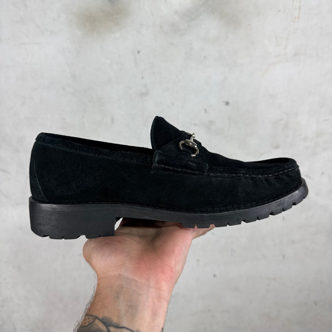 Gucci Black Suede Lug Sole Loafer