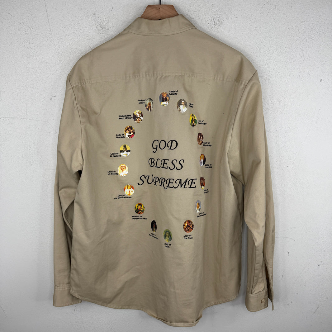 Supreme God Bless Tan Button Up Shirt