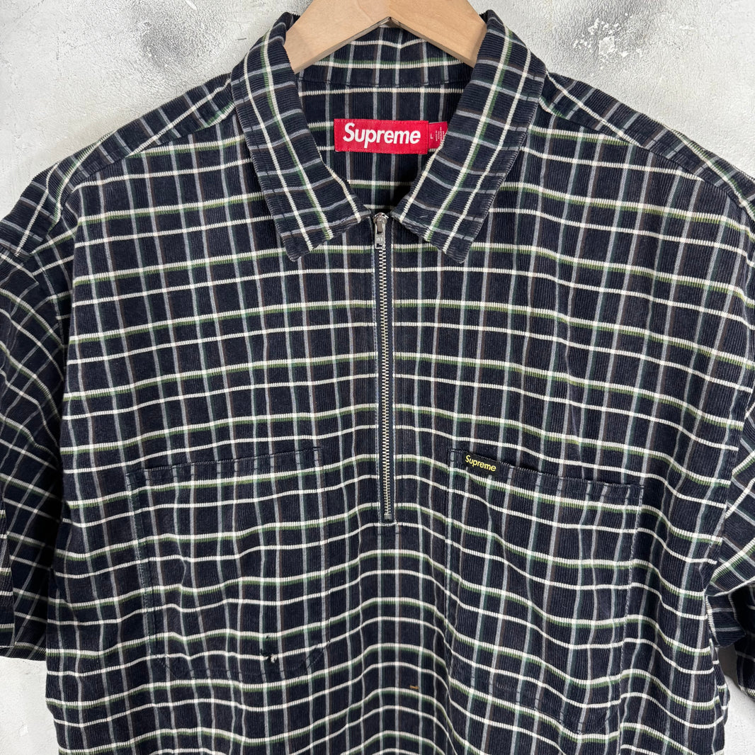 Supreme Corduroy Plaid 1/4 Zip Work Shirt