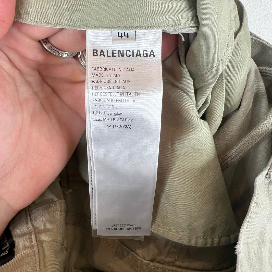 Balenciaga Beige Cropped Cargo Ripstop Long Shorts