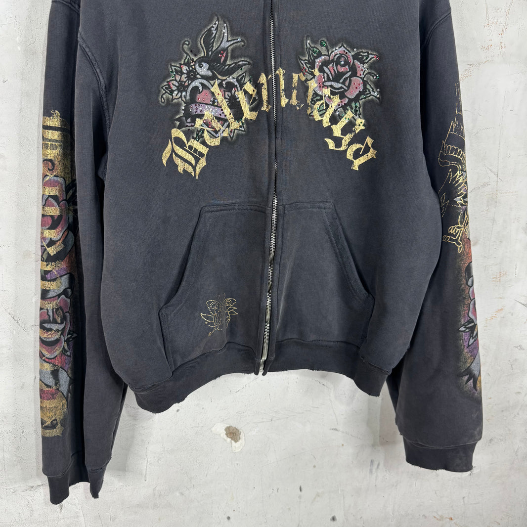 Balenciaga Ed Hardy Rhinestone Zip Hoodie