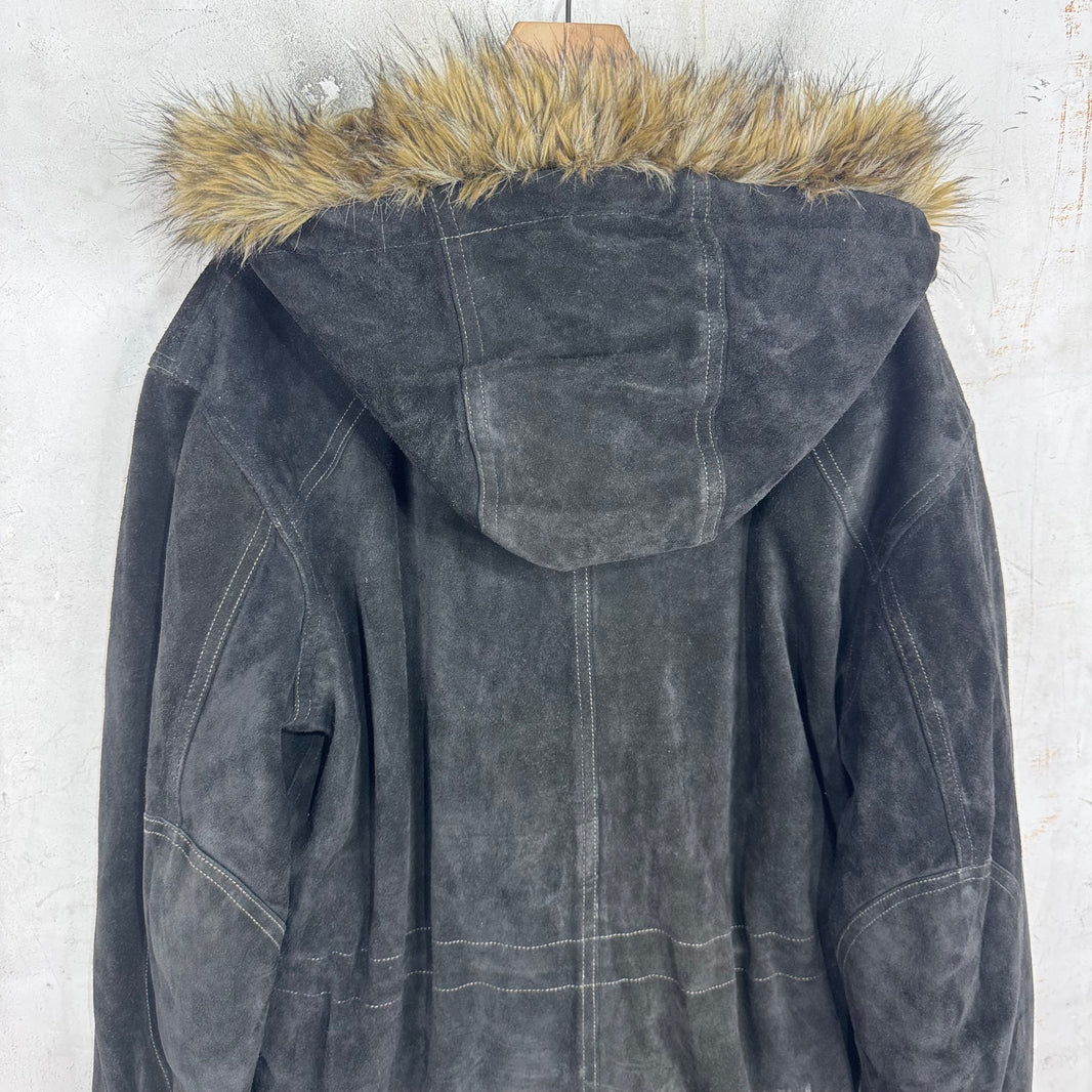 RRL Suede Faux Fur Parka Jacket