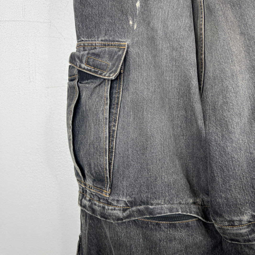 Balenciaga Washed Denim Convertible Cargo Pants