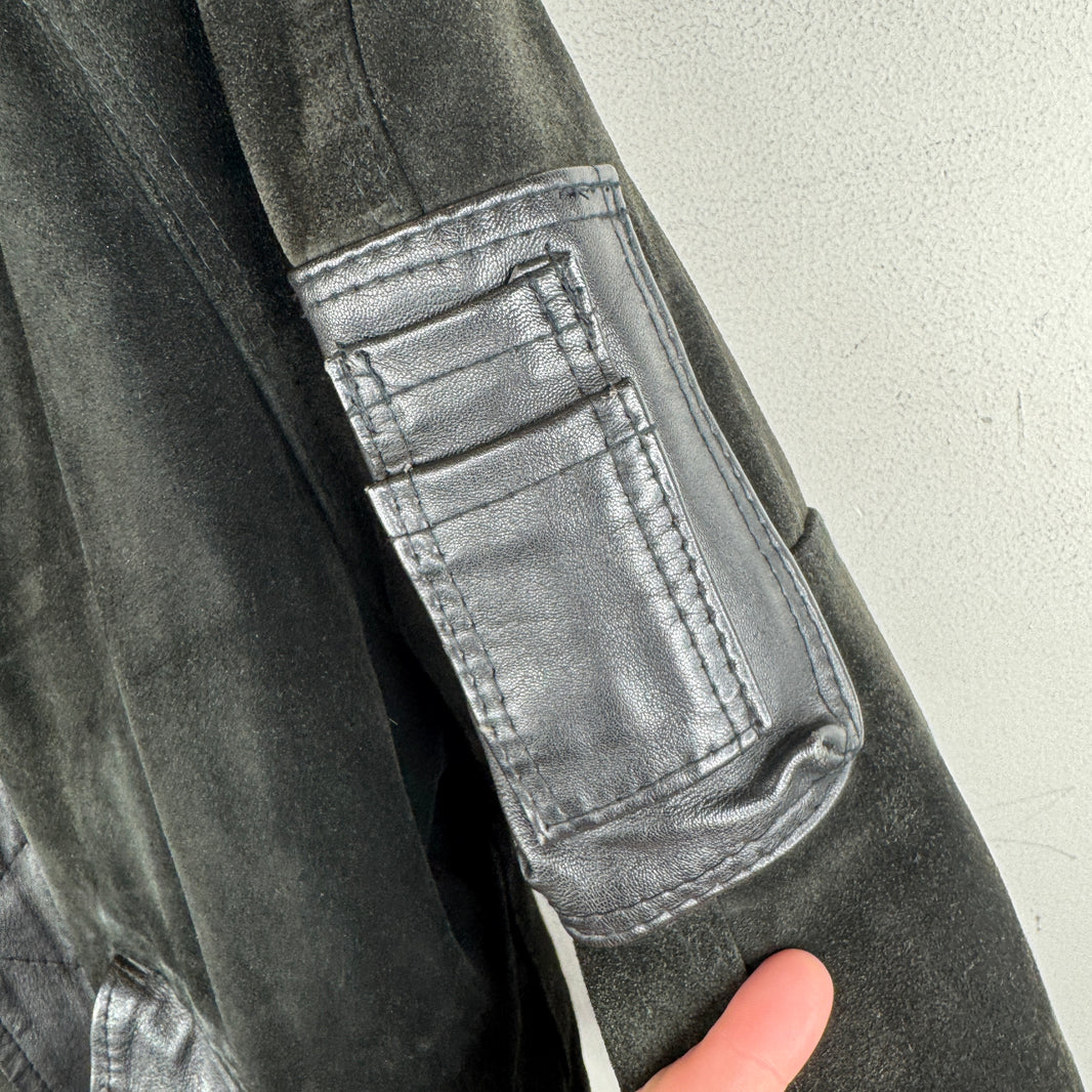 Vintage Leather/Suede Hooded Zip Jacket