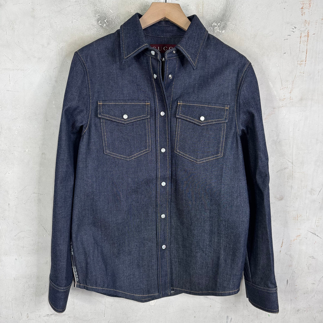 Gucci Raw Denim Snap Shirt