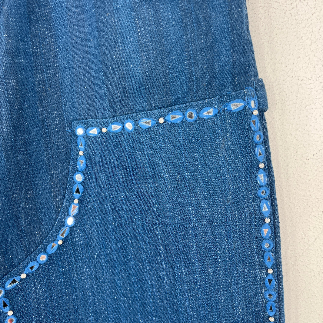 Karu Blue Double Knee Embellished Pants