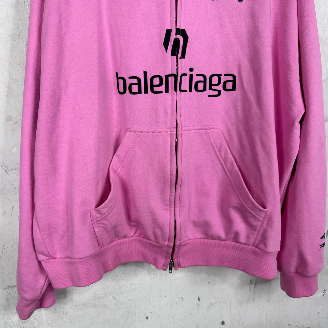 Balenciaga Pink Paris Soccer Zip Hoodie