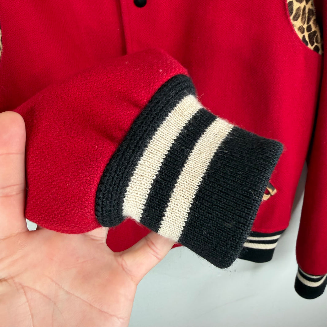 Saint Laurent Red Leopard Teddy Jacket