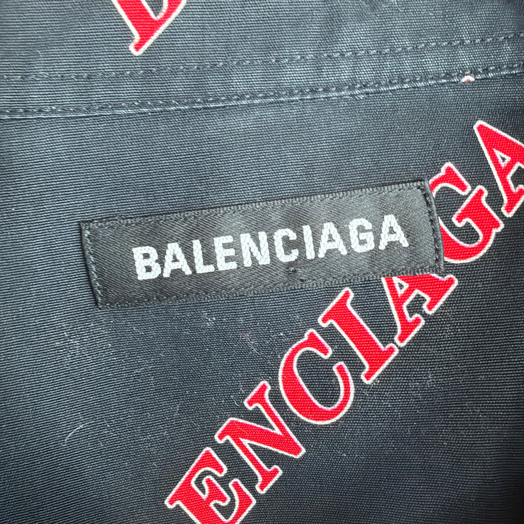 Balenciaga Diagonal Logo AOP Zip Work Shirt