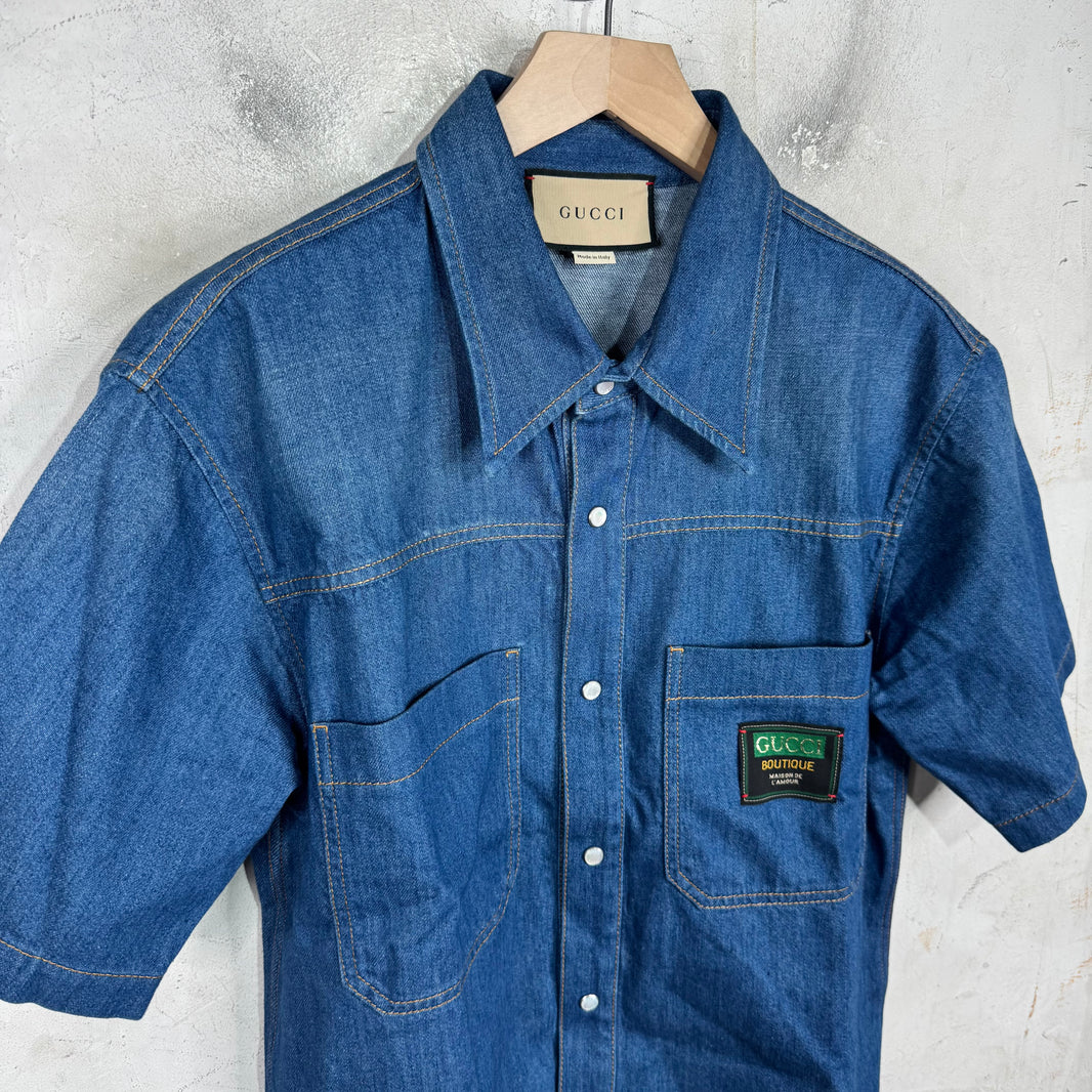 Gucci Light Denim Snapped Shirt