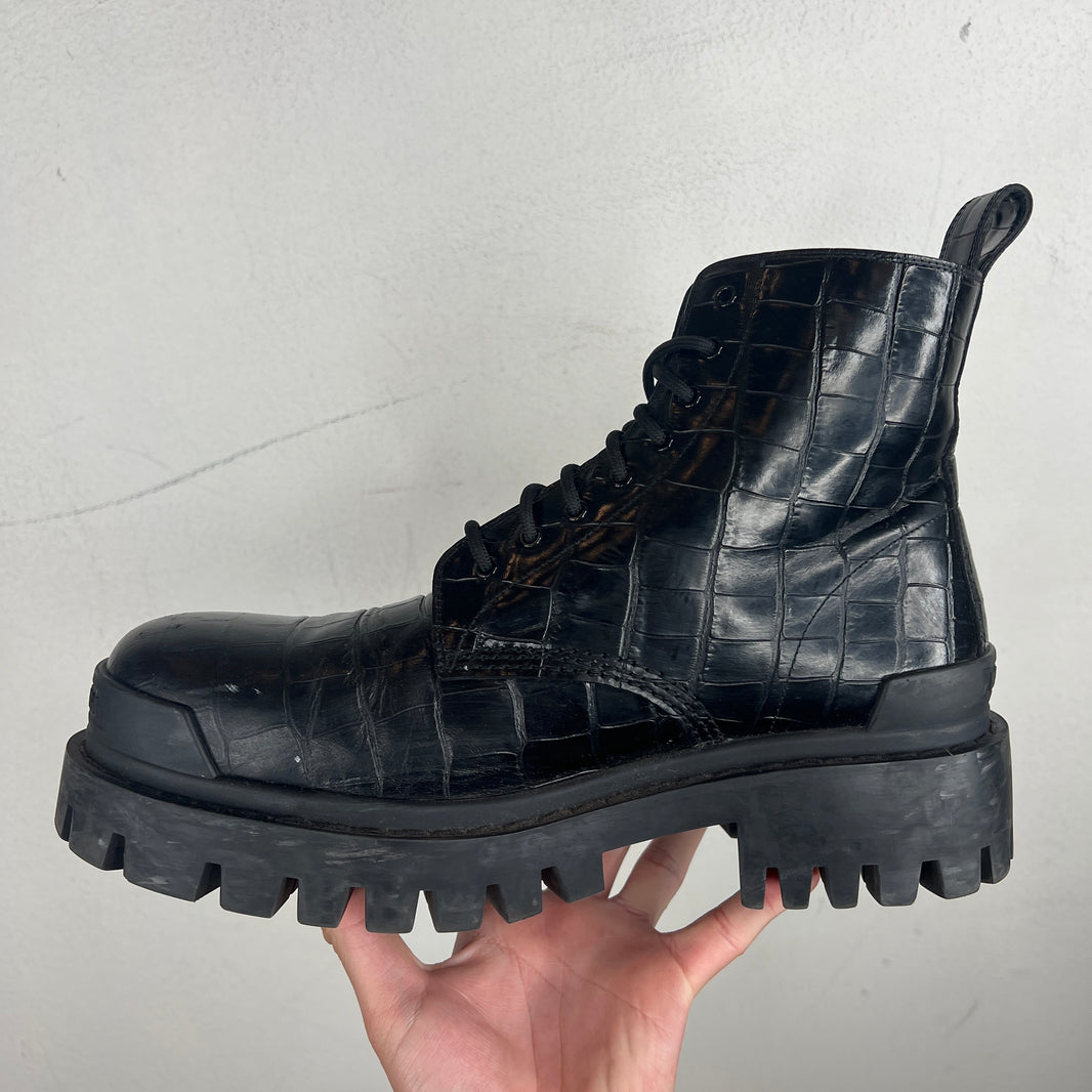 Balenciaga Croc Leather Strike Boots