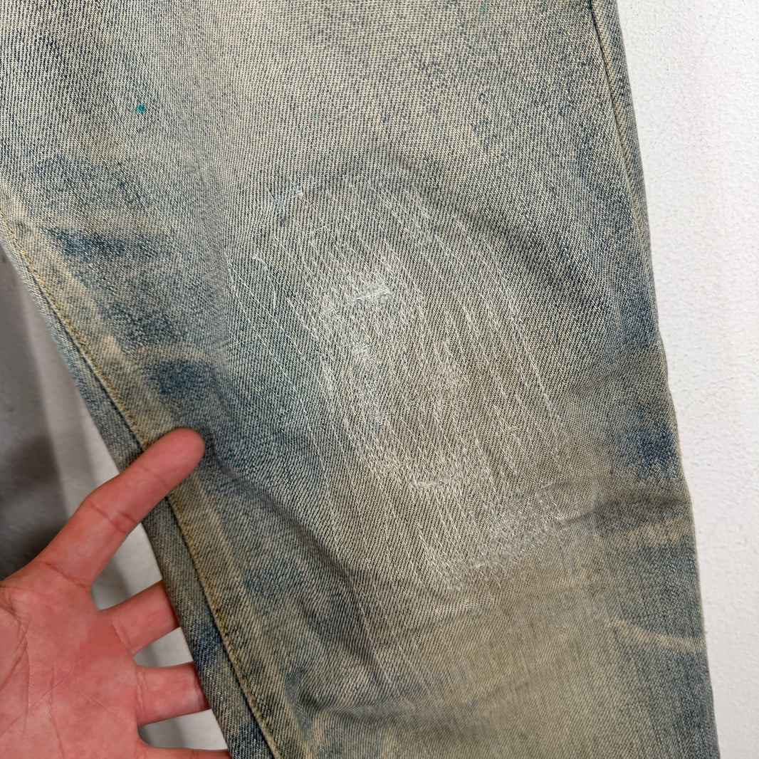 Saint Laurent Light Wash Knee Repair D02 Denim Jeans