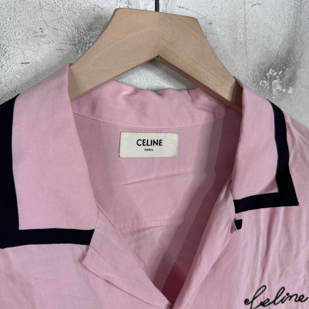 Celine Script Bowling Rayon Shirt