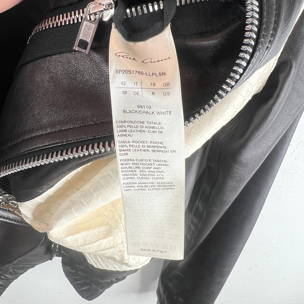 Rick Owens Black Python Leather Moto Jacket