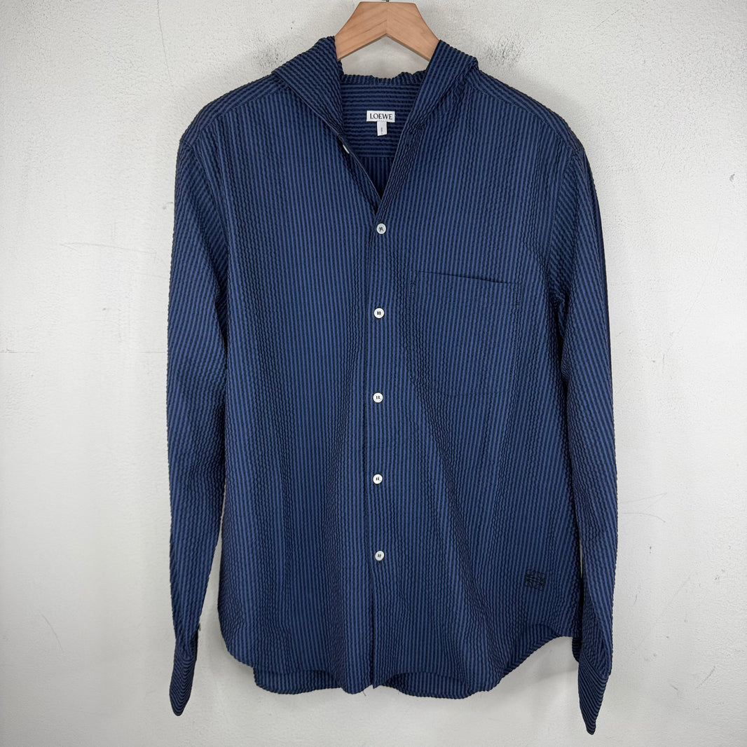 Loewe Pleated Hooded Button Up Jacket