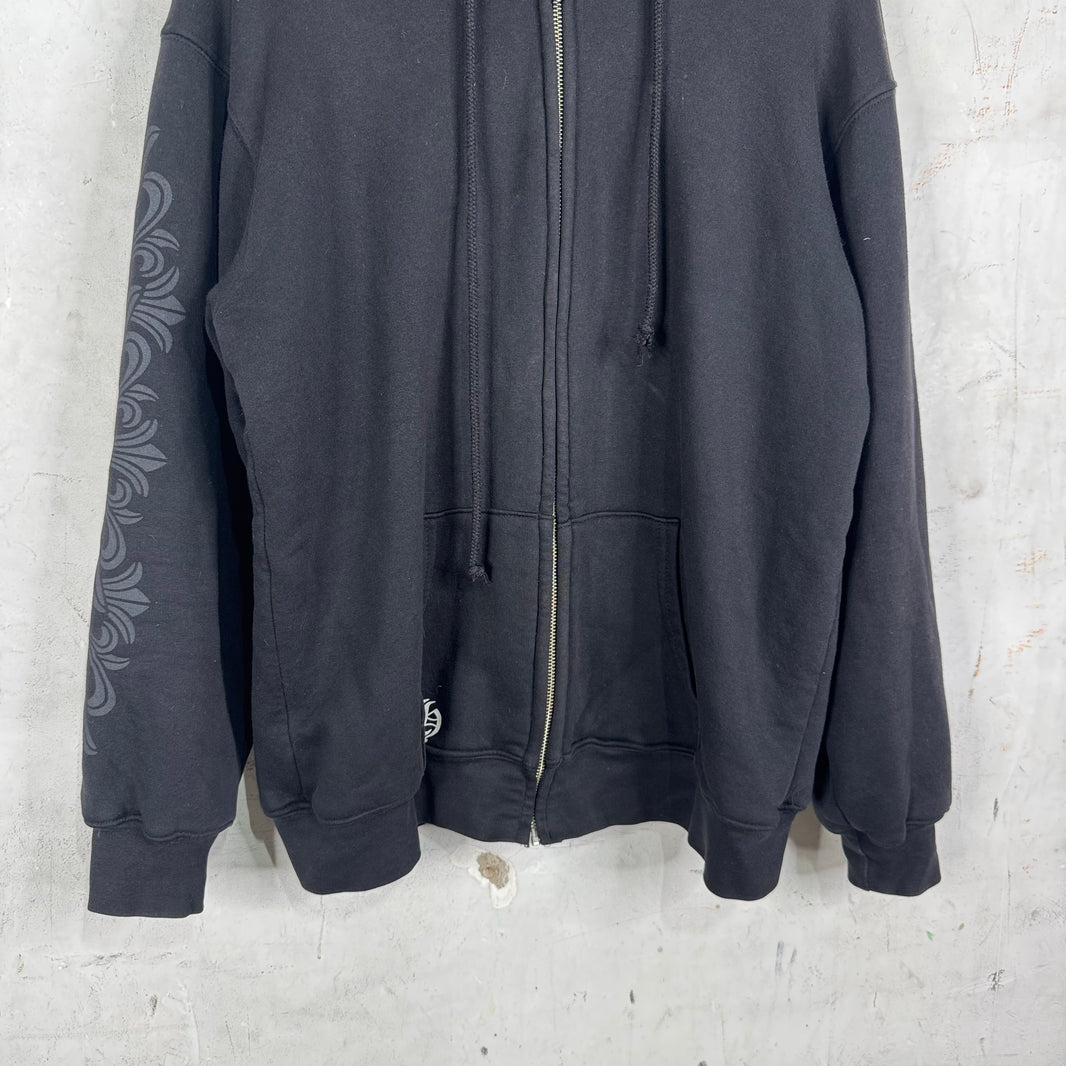 Chrome Hearts Floral Red Scroll Thermal Zip Hoodie