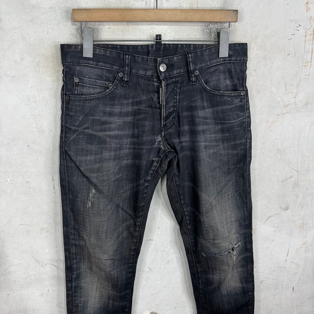 Dsquared Black Slim Repaired Jeans
