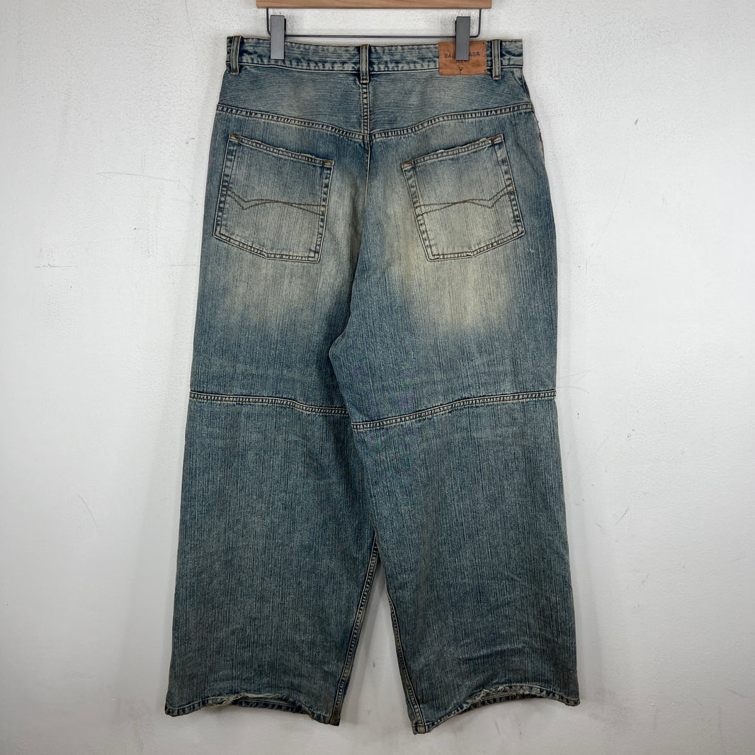 Balenciaga Paneled Drawstring Baggy Denim Jeans