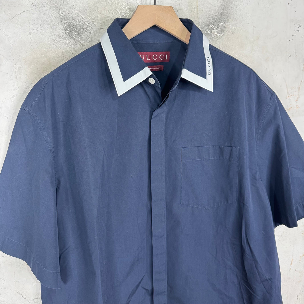 Gucci Collared Logo Buttoned S/S Shirt
