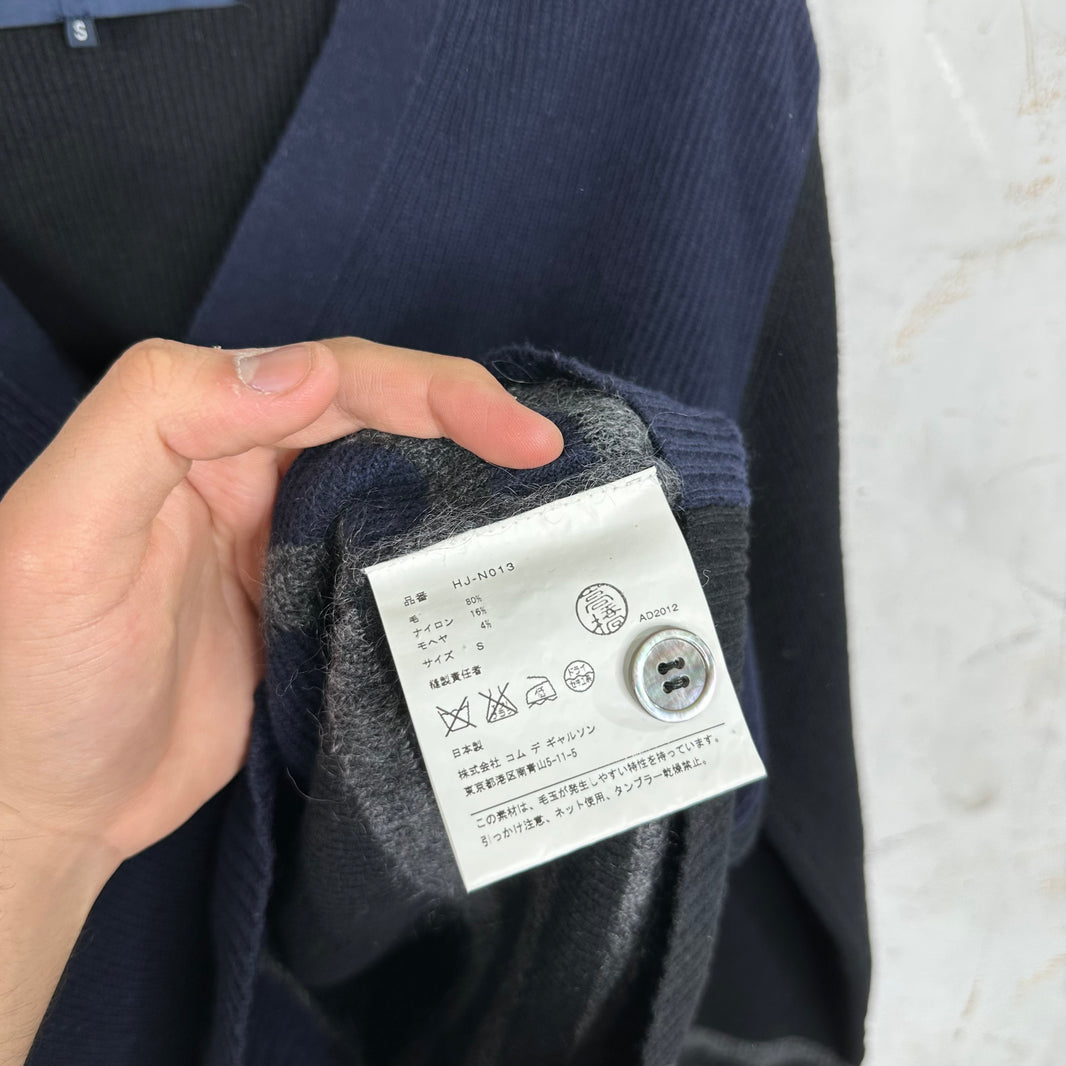 CDG Homme Paneled Striped Cardigan Sweater
