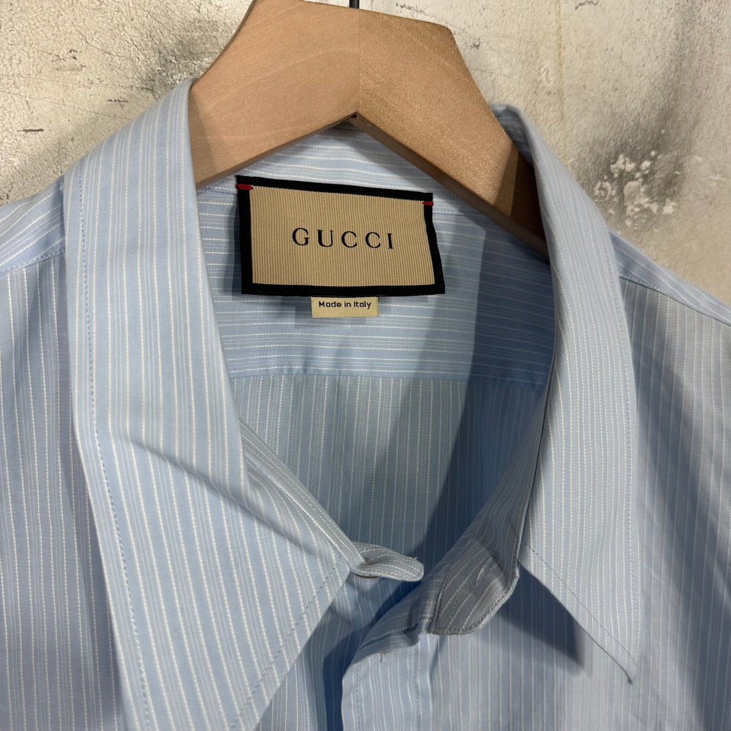 Gucci Blue Striped Buttoned Shirt