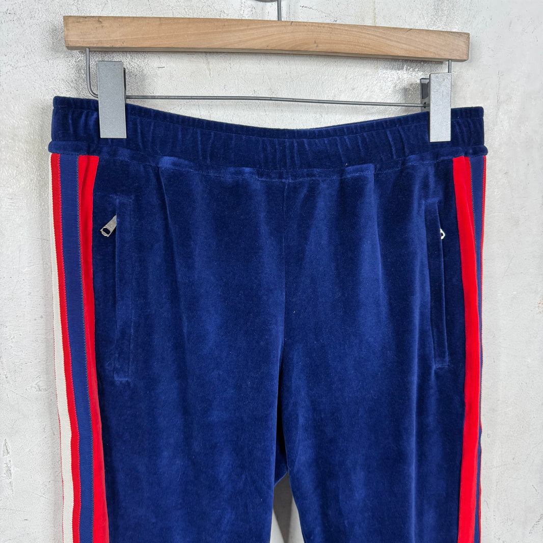 Gucci Blue Velvet Track Pants