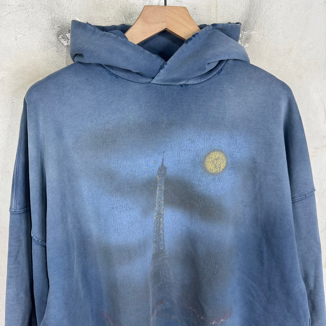 Balenciaga Blue Faded Paris Moon Hoodie