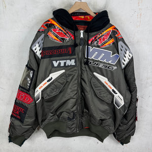 Vetements x Alpha Patchwork Racer Hooded Bomber Jacket