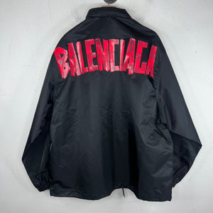 Balenciaga Sample Black Nylon Red Tape Coaches Jacket